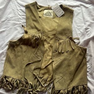 Vintage real suede, fringe vest